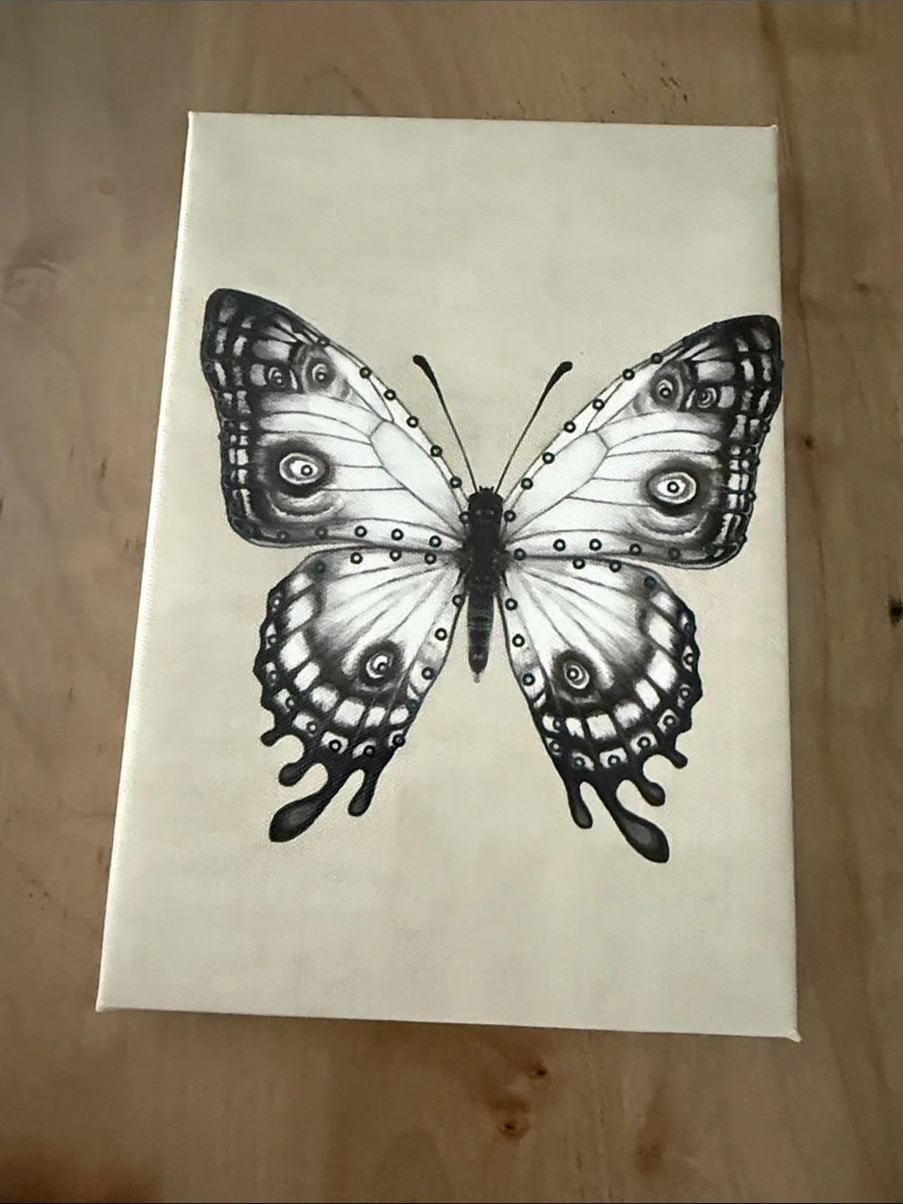 Monochrome Butterfly Canvas Wall Art - Black & White